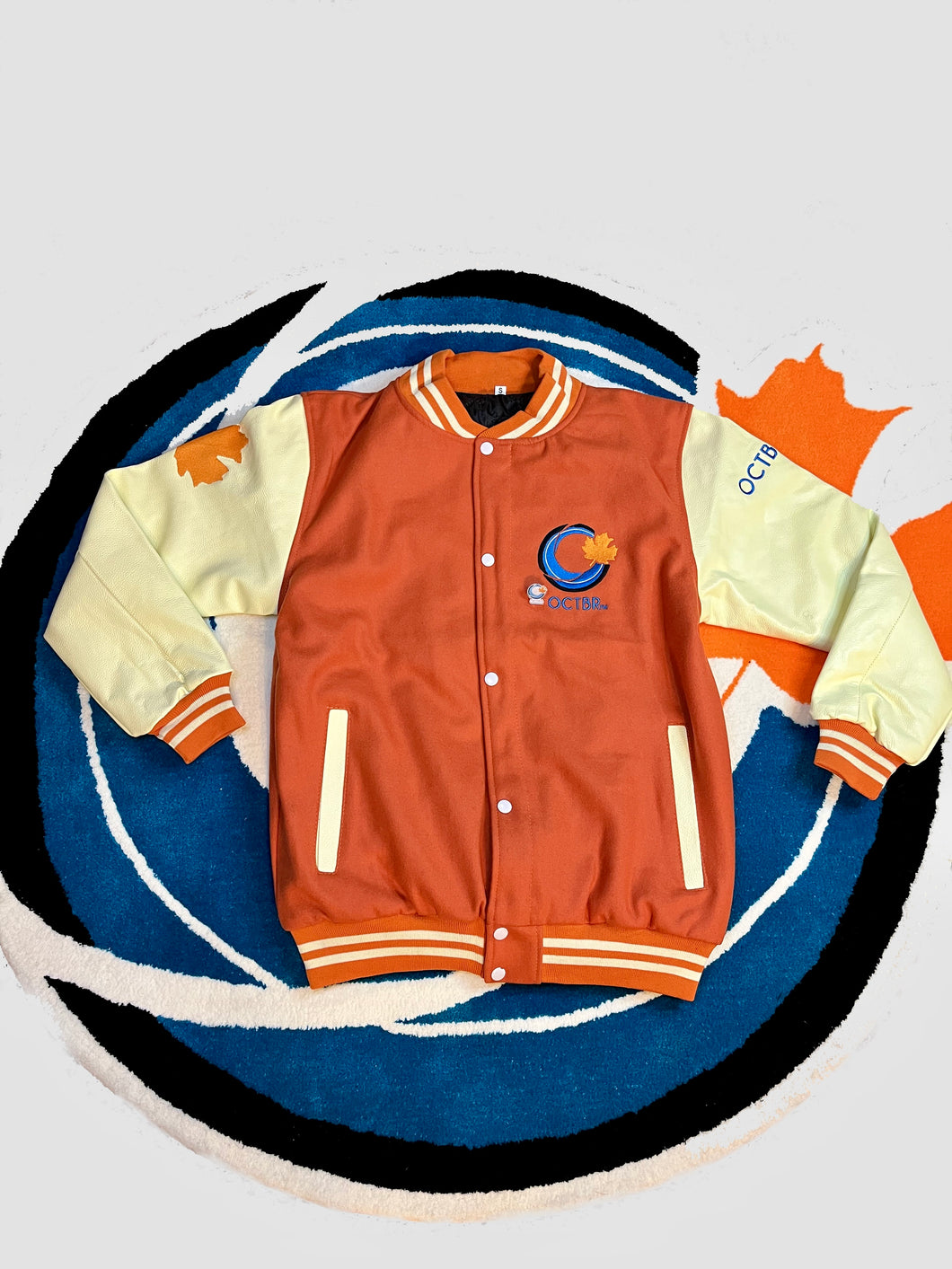 Orange/Cream OCTBR Varsity Jacket